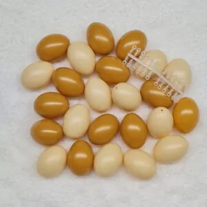 24er Set Kunsstoffostereier(60 mm) in braun-beiger Farbmischung, incl. beiliegende Steckösen