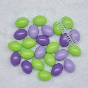 24er Set Kunsstoffostereier(60 mm) in hellgrün-lila Farbmischung, incl. beiliegende Steckösen