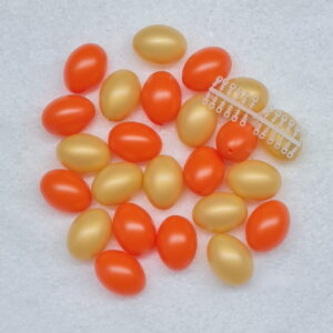 24er Set Kunsstoffostereier(60 mm) in orange-goldner Farbmischung, incl. beiliegende Steckösen