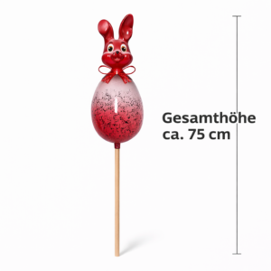 Deko-Stecker "Hase auf Ei"-rot- 75cm- Oster-& Frühlingsdekoration