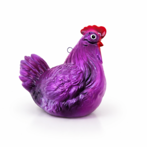 Deko-Henne 20cm mit pink-schwarzem Federkleid, wetterfester Kunststoff, zum Aufhängen