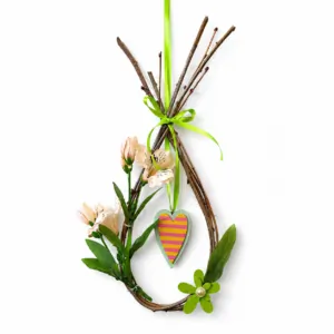 Handgefertigter Fenster- & Wandschmuck aus Weide mit Herz - Unikat/Einzelstück