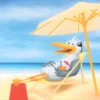 V03 Möwe im Strandkorb